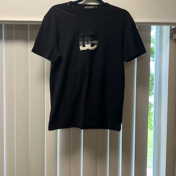 Dolce & Gabbana Logo Patch Mens Cotton T-Shirt Black - Picture 1 of 1